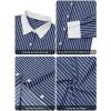 imagesiliteelon Womens Cotton Button Down Shirts Striped Dress Shirts Pinstripes Long Sleeve Collared Blouses Colorblock TopsNavy Blue Striped