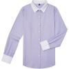 imagesiliteelon Womens Cotton Button Down Shirts Striped Dress Shirts Pinstripes Long Sleeve Collared Blouses Colorblock TopsPurple Pinstripe