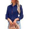 imagesiliteelon Womens Button Down Shirts Long Sleeve Dress Shirts Wrinkle Free Collared Work Office Solid Blouses Corset TopsDark Blue