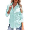 imagesiliteelon Womens Button Down Shirts Long Sleeve Dress Shirts Wrinkle Free Collared Work Office Solid Blouses Corset TopsE Mint Green