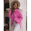 imagesiliteelon Womens Button Down Shirts Cotton Long Sleeve Oversized Boyfriend Blouses Collared Dress Tops with PocketsA Hot Pink