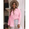 imagesiliteelon Womens Button Down Shirts Cotton Long Sleeve Oversized Boyfriend Blouses Collared Dress Tops with PocketsAb Pink