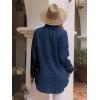 imagesiliteelon Womens Button Down Shirts Cotton Long Sleeve Oversized Boyfriend Blouses Collared Dress Tops with PocketsB Dark Blue