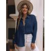 imagesiliteelon Womens Button Down Shirts Cotton Long Sleeve Oversized Boyfriend Blouses Collared Dress Tops with PocketsB Dark Blue