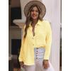 imagesiliteelon Womens Button Down Shirts Cotton Long Sleeve Oversized Boyfriend Blouses Collared Dress Tops with PocketsCa Yellow