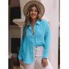 imagesiliteelon Womens Button Down Shirts Cotton Long Sleeve Oversized Boyfriend Blouses Collared Dress Tops with PocketsCyan Blue