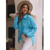 imagesiliteelon Womens Button Down Shirts Cotton Long Sleeve Oversized Boyfriend Blouses Collared Dress Tops with PocketsCyan Blue