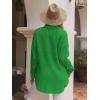 imagesiliteelon Womens Button Down Shirts Cotton Long Sleeve Oversized Boyfriend Blouses Collared Dress Tops with PocketsD Kelly Green