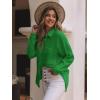 imagesiliteelon Womens Button Down Shirts Cotton Long Sleeve Oversized Boyfriend Blouses Collared Dress Tops with PocketsD Kelly Green