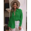 imagesiliteelon Womens Button Down Shirts Cotton Long Sleeve Oversized Boyfriend Blouses Collared Dress Tops with PocketsD Kelly Green