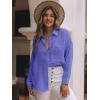 imagesiliteelon Womens Button Down Shirts Cotton Long Sleeve Oversized Boyfriend Blouses Collared Dress Tops with PocketsDa Purple