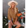 imagesiliteelon Womens Button Down Shirts Cotton Long Sleeve Oversized Boyfriend Blouses Collared Dress Tops with PocketsF Camel