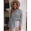 imagesiliteelon Womens Button Down Shirts Cotton Long Sleeve Oversized Boyfriend Blouses Collared Dress Tops with PocketsGray