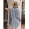 imagesiliteelon Womens Button Down Shirts Cotton Long Sleeve Oversized Boyfriend Blouses Collared Dress Tops with PocketsGray