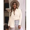imagesiliteelon Womens Button Down Shirts Cotton Long Sleeve Oversized Boyfriend Blouses Collared Dress Tops with PocketsH Beige