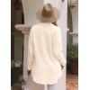 imagesiliteelon Womens Button Down Shirts Cotton Long Sleeve Oversized Boyfriend Blouses Collared Dress Tops with PocketsH Beige