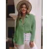 imagesiliteelon Womens Button Down Shirts Cotton Long Sleeve Oversized Boyfriend Blouses Collared Dress Tops with PocketsOlive Green