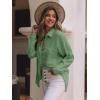 imagesiliteelon Womens Button Down Shirts Cotton Long Sleeve Oversized Boyfriend Blouses Collared Dress Tops with PocketsOlive Green
