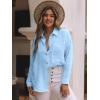 imagesiliteelon Womens Button Down Shirts Cotton Long Sleeve Oversized Boyfriend Blouses Collared Dress Tops with PocketsSky Blue