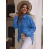 imagesiliteelon Womens Button Down Shirts Cotton Long Sleeve Oversized Boyfriend Blouses Collared Dress Tops with PocketsTrue Blue