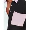 imagesiliteelon Womens Button Down Shirts Cotton Long Sleeve Oversized Boyfriend Blouses Collared Dress Tops with PocketsY Black White Colorblock