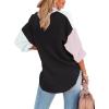 imagesiliteelon Womens Button Down Shirts Cotton Long Sleeve Oversized Boyfriend Blouses Collared Dress Tops with PocketsY Black White Colorblock
