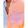 imagesiliteelon Womens Button Down Shirts Cotton Long Sleeve Oversized Boyfriend Blouses Collared Dress Tops with PocketsZ Blue Orange Colorblock