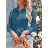 imagesiliteelon Womens Button Down Shirts Long Sleeve Dress Shirts Wrinkle Free Collared Work Office Solid Blouses Corset TopsAe Blue02