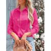 imagesiliteelon Womens Button Down Shirts Long Sleeve Dress Shirts Wrinkle Free Collared Work Office Solid Blouses Corset TopsAll Hot Pink