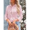 imagesiliteelon Womens Button Down Shirts Long Sleeve Dress Shirts Wrinkle Free Collared Work Office Solid Blouses Corset TopsBright Pink