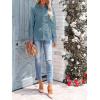 imagesiliteelon Womens Button Down Shirts Long Sleeve Dress Shirts Wrinkle Free Collared Work Office Solid Blouses Corset TopsDenim Blue