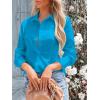 imagesiliteelon Womens Button Down Shirts Long Sleeve Dress Shirts Wrinkle Free Collared Work Office Solid Blouses Corset TopsE Bright Blue