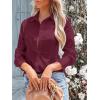imagesiliteelon Womens Button Down Shirts Long Sleeve Dress Shirts Wrinkle Free Collared Work Office Solid Blouses Corset TopsE Burgundy
