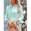imagesiliteelon Womens Button Down Shirts Long Sleeve Dress Shirts Wrinkle Free Collared Work Office Solid Blouses Corset TopsE Mint Green