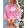 imagesiliteelon Womens Button Down Shirts Long Sleeve Dress Shirts Wrinkle Free Collared Work Office Solid Blouses Corset TopsE Neon Pink
