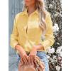 imagesiliteelon Womens Button Down Shirts Long Sleeve Dress Shirts Wrinkle Free Collared Work Office Solid Blouses Corset TopsE Vivid Yellow