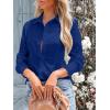 imagesiliteelon Womens Button Down Shirts Long Sleeve Dress Shirts Wrinkle Free Collared Work Office Solid Blouses Corset TopsNavy Blue