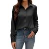 imagesiliteelon Button Down Dress Shirts for Women Long Sleeve Wrinkle Free Shirts Solid Work Business Formal Button Up ShirtBlack