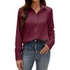 imagesiliteelon Button Down Dress Shirts for Women Long Sleeve Wrinkle Free Shirts Solid Work Business Formal Button Up ShirtBurgundy