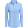 imagesiliteelon Button Down Shirts Dress Shirts for Women Long Sleeve Womens Work Shirts Regular Fit Cotton Dress ShirtsBaby Blue