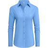 imagesiliteelon Button Down Shirts Dress Shirts for Women Long Sleeve Womens Work Shirts Regular Fit Cotton Dress ShirtsSky Blue