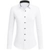 imagesiliteelon Button Down Shirts for Women Dress Shirts Cotton Long Sleeve Shirts for Women Wrinkle Free Stretch Work BlouseWhite Black