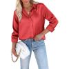 imagesiliteelon Satin Blouses for Women Silk Button Down Shirts Casual Long Sleeve Shirt Business Office Work Tunic TopsRed