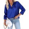 imagesiliteelon Satin Blouses for Women Silk Button Down Shirts Casual Long Sleeve Shirt Business Office Work Tunic TopsRoyal Blue