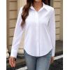 imagesiliteelon Button Down Dress Shirts for Women Long Sleeve Wrinkle Free Shirts Solid Work Business Formal Button Up ShirtAll White