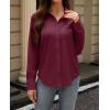 imagesiliteelon Button Down Dress Shirts for Women Long Sleeve Wrinkle Free Shirts Solid Work Business Formal Button Up ShirtBurgundy