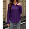 imagesiliteelon Button Down Dress Shirts for Women Long Sleeve Wrinkle Free Shirts Solid Work Business Formal Button Up ShirtDeep Purple