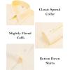 imagesiliteelon Button Down Dress Shirts for Women Long Sleeve Wrinkle Free Shirts Solid Work Business Formal Button Up ShirtPale Yellow