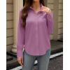 imagesiliteelon Button Down Dress Shirts for Women Long Sleeve Wrinkle Free Shirts Solid Work Business Formal Button Up ShirtPastel Violet