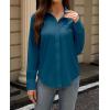 imagesiliteelon Button Down Dress Shirts for Women Long Sleeve Wrinkle Free Shirts Solid Work Business Formal Button Up ShirtPeacock Blue